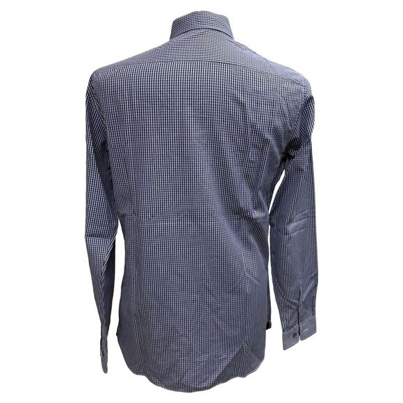 Z Zegna Checked Button Down Shirt in Blue Cotton